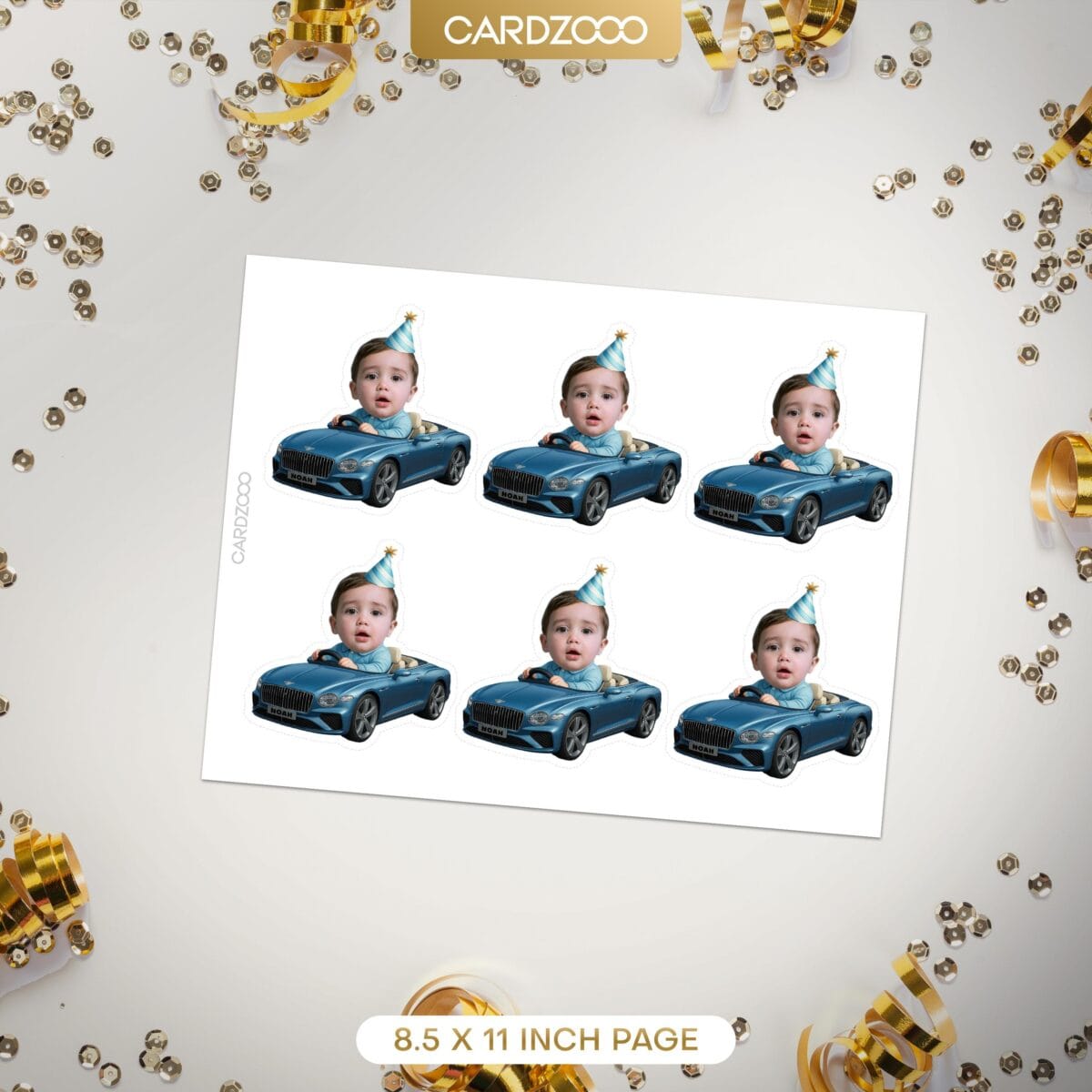 Race Car Custom Face Cupcake Toppers - Image 2