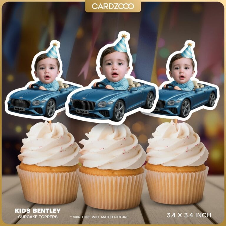 Race Car Custom Face Cupcake Toppers