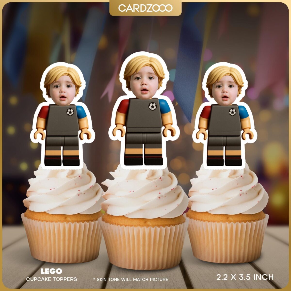 Soccer Brick Custom Face Cupcake Toppers