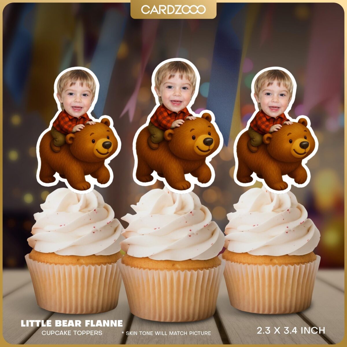 Little Bear Custom Face Cupcake Toppers