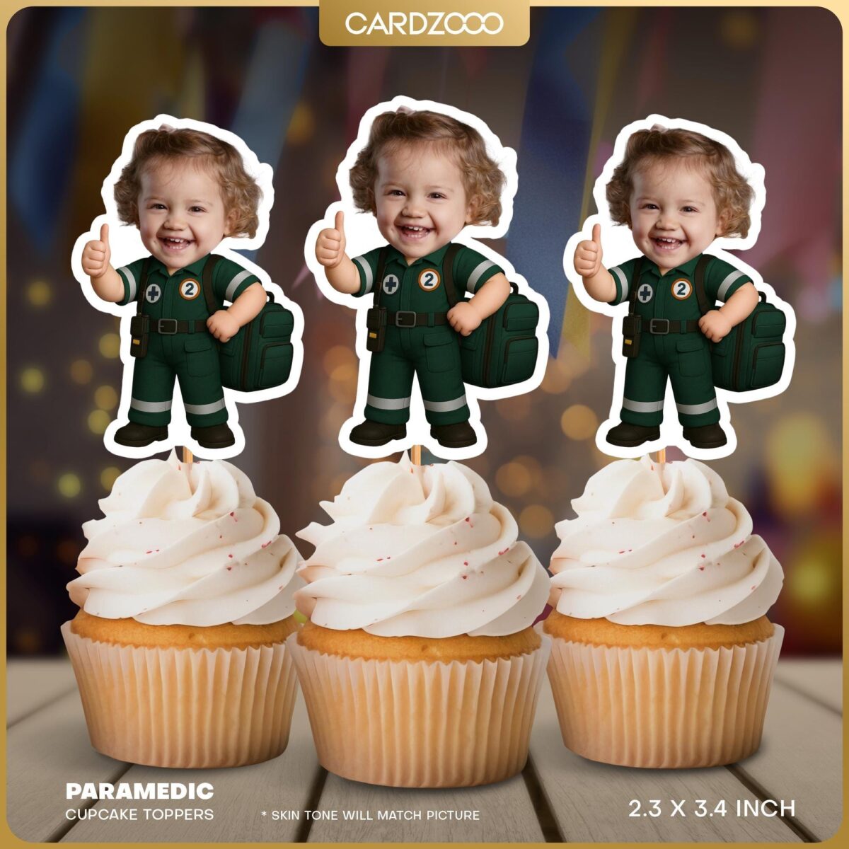 Paramedic Personalized Face Cupcake Toppers