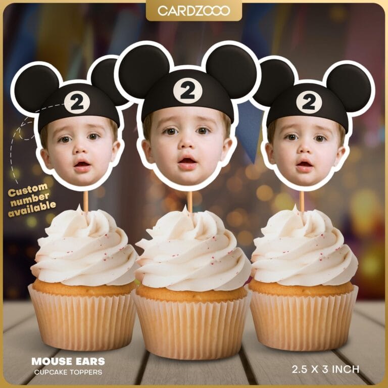 Mouse Ears Custom Face Cupcake Topper