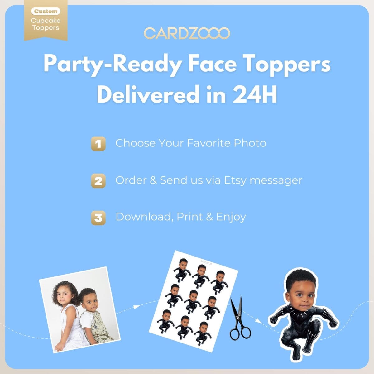 Comic Super Hero Custom Face Cupcake Toppers - Image 3