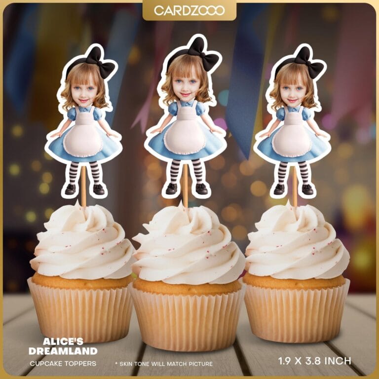 Alice's Dreamland Custom Face Cupcake Toppers