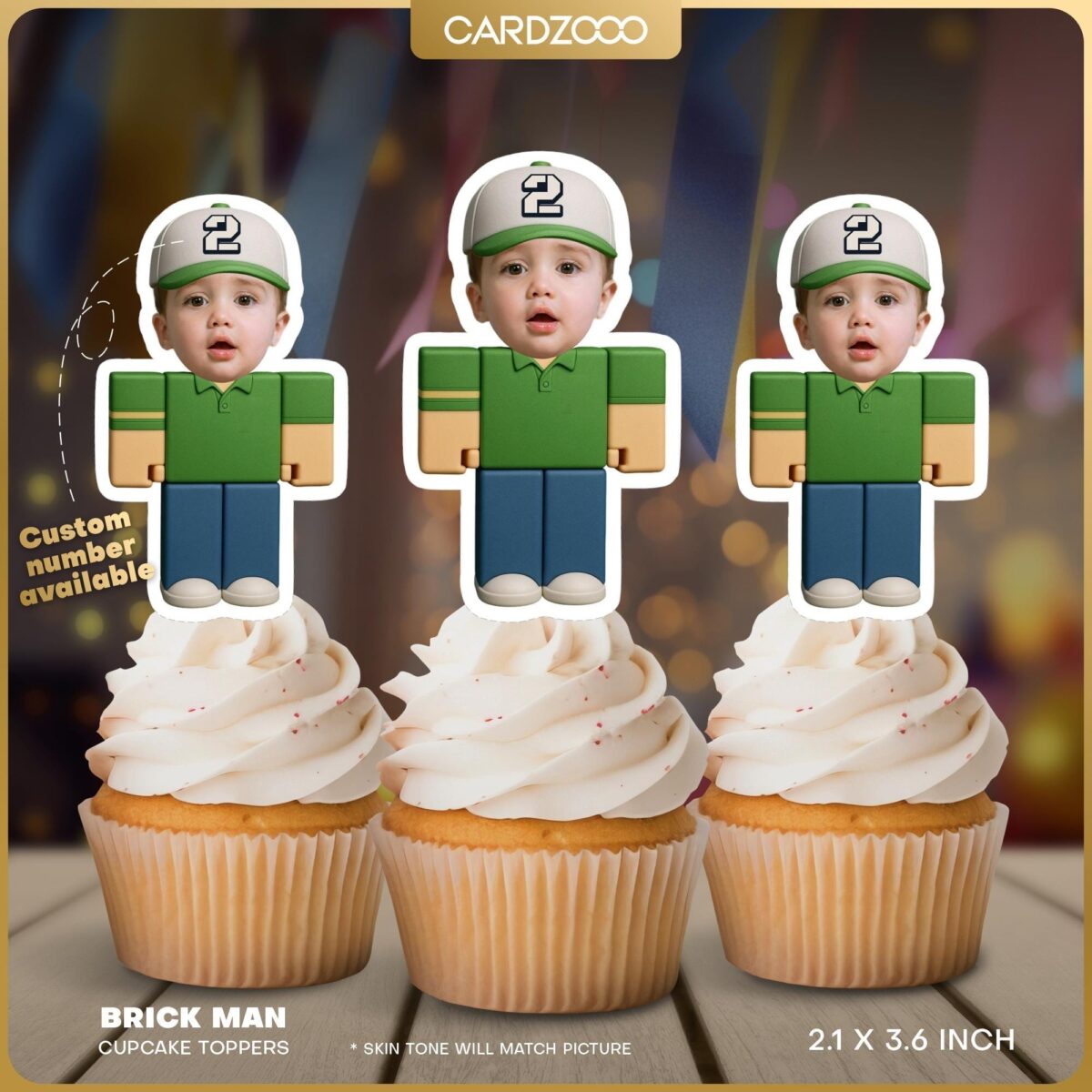 Brick Man Custom Face Cupcake Toppers