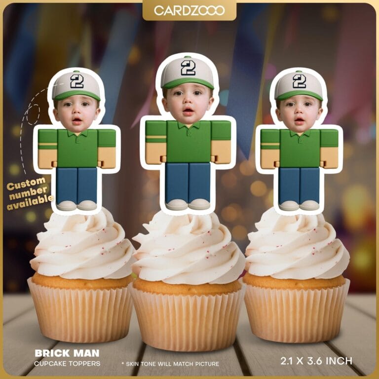 Brick Man Custom Face Cupcake Toppers