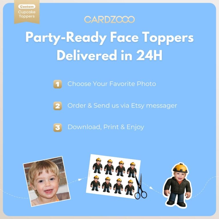 Construction Avatar Custom Face Cupcake Toppers - Image 3