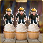 Construction Avatar Custom Face Cupcake Toppers
