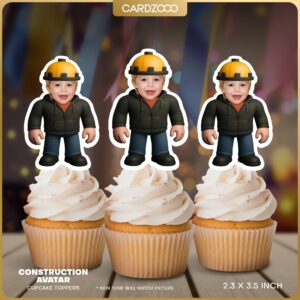 Construction Avatar Custom Face Cupcake Toppers