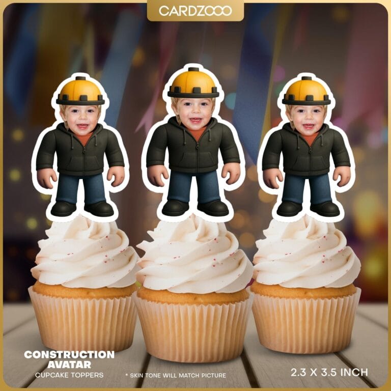 Construction Avatar Custom Face Cupcake Toppers