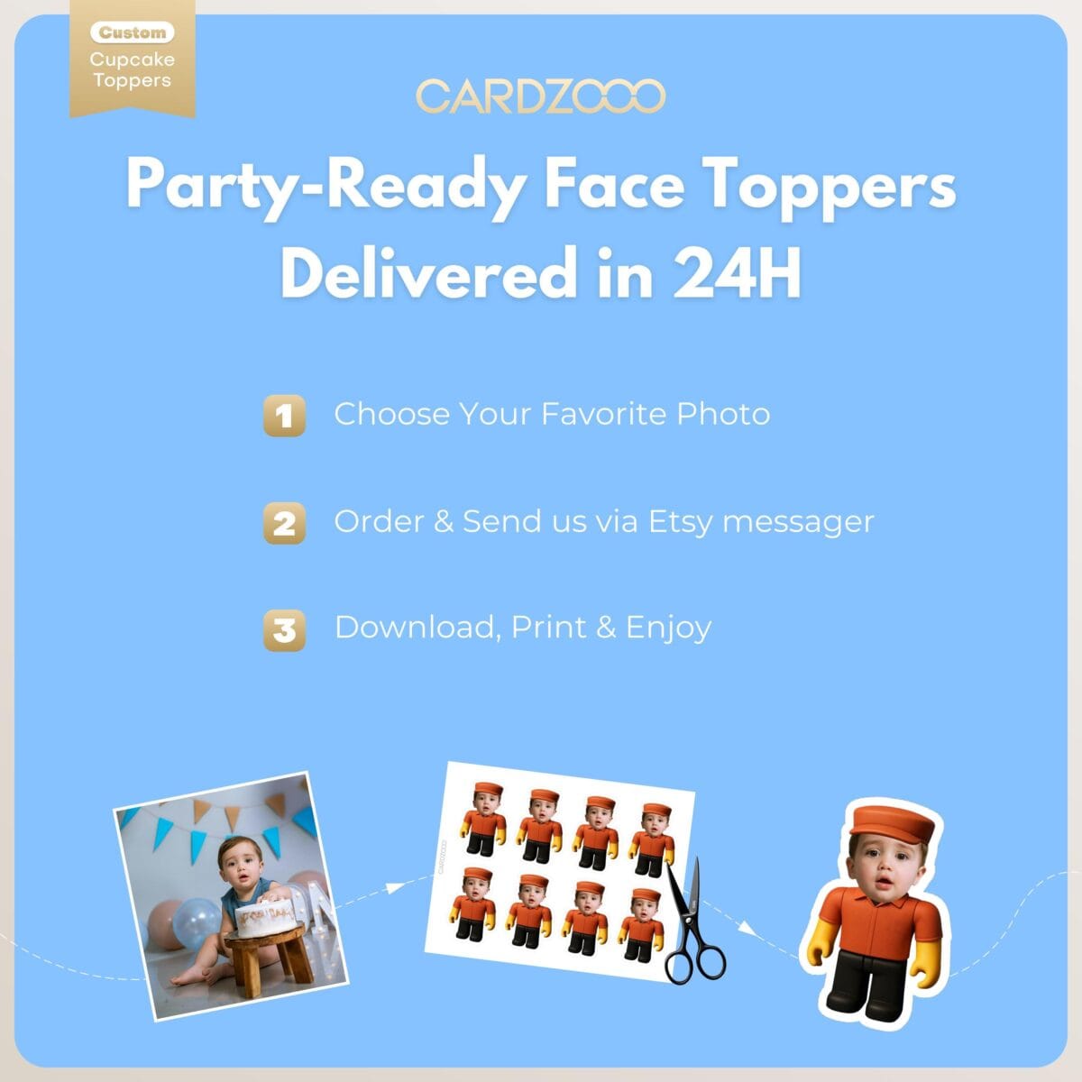 Classic Brick Avatar Custom Face Cupcake Toppers - Image 3