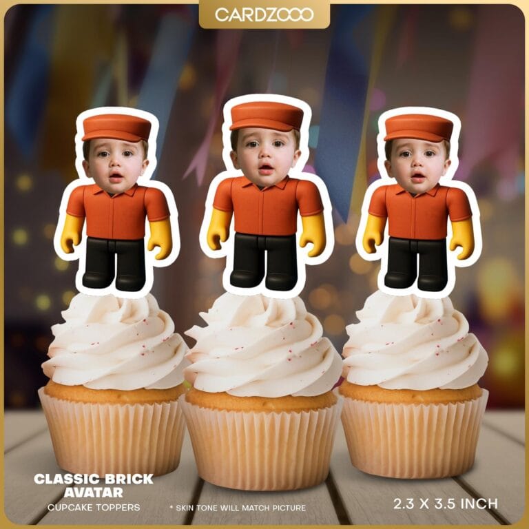 Classic Brick Avatar Custom Face Cupcake Toppers