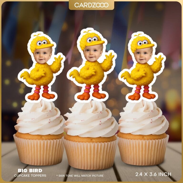 Big Bird Custom Face Cupcake Toppers