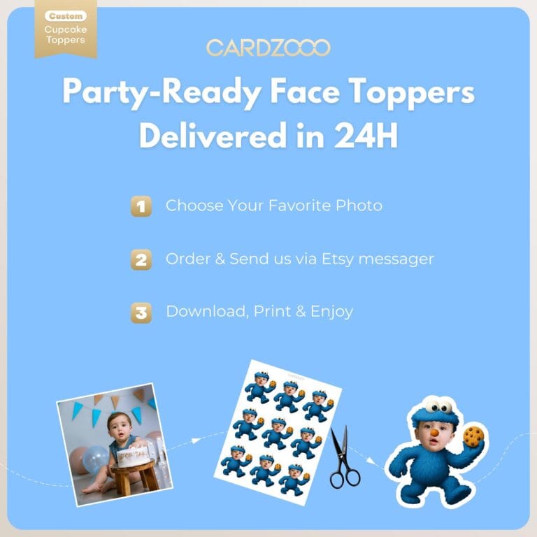 Cookie Monster Custom Face Cupcake Toppers - Image 3