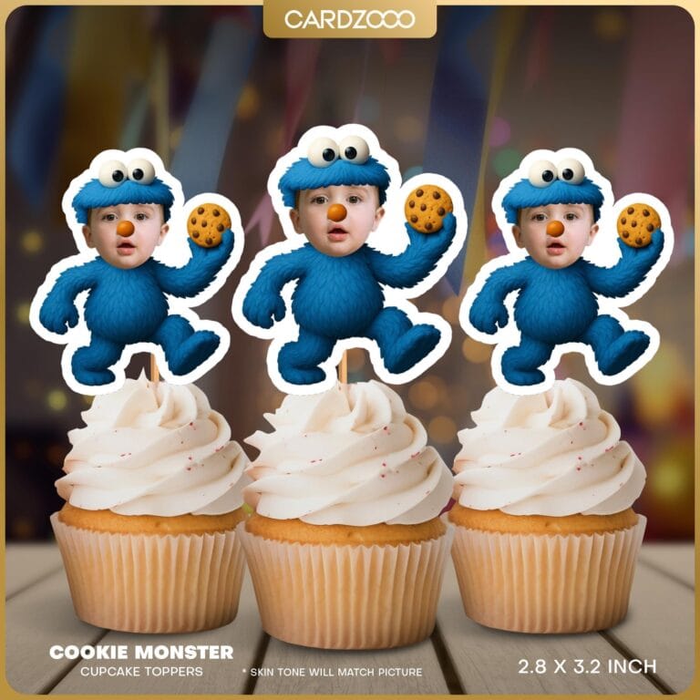Cookie Monster Custom Face Cupcake Toppers