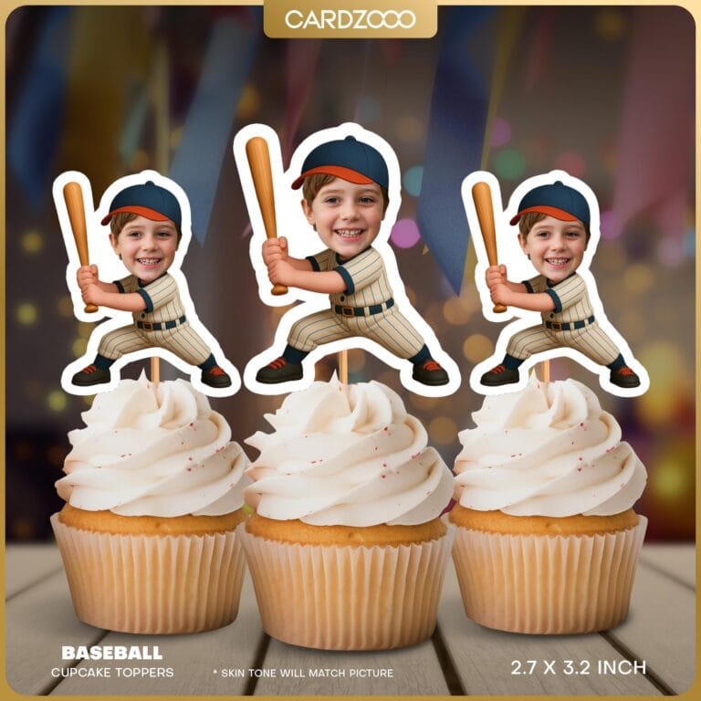 Baseball Personalized Face Cupcake Toppers