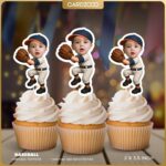 Baseball Catcher Custom Face Cupcake Toppers