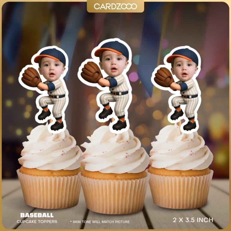 Baseball Catcher Custom Face Cupcake Toppers