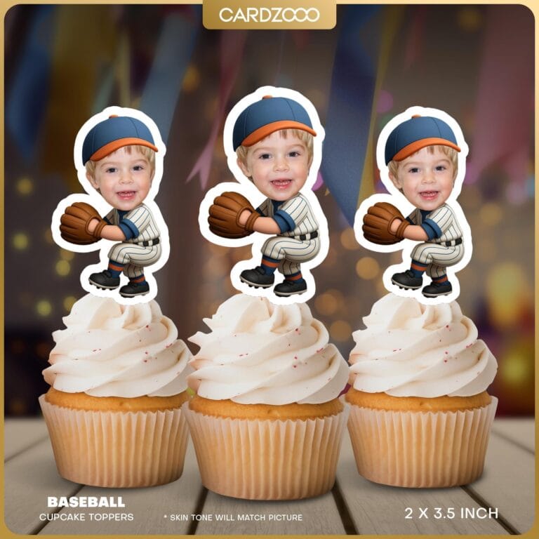 Baseball Pitcher Custom Face Cupcake Toppers