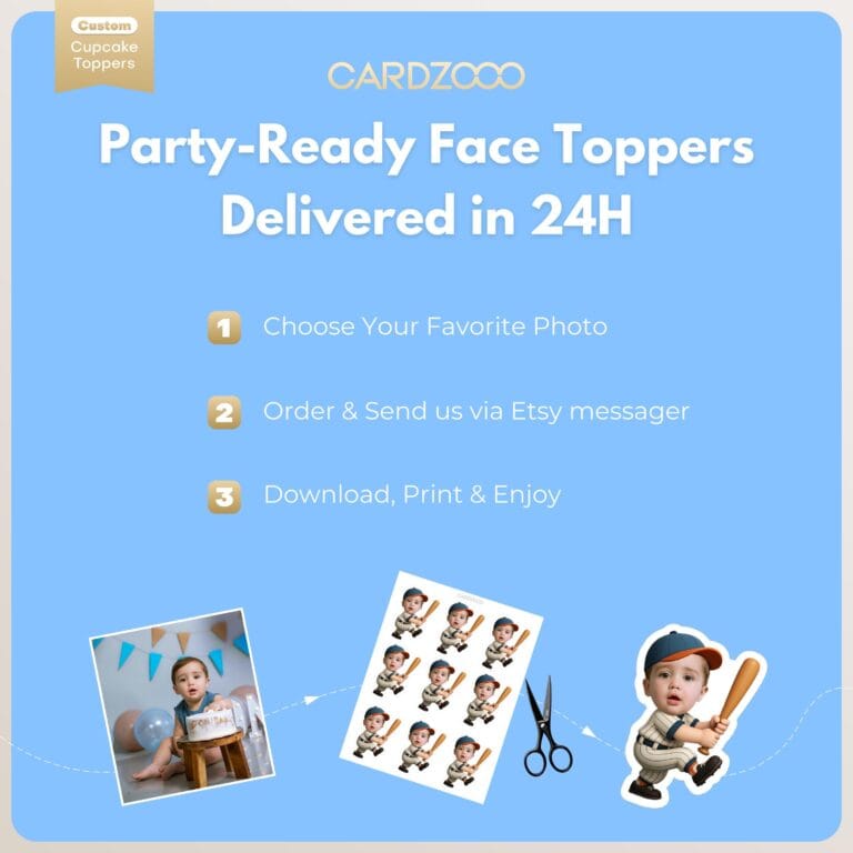 Personalized Face Baseball Batter Cupcake Toppers - Image 3