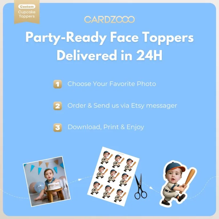 Personalized Face Baseball Batter Cupcake Toppers - Image 3