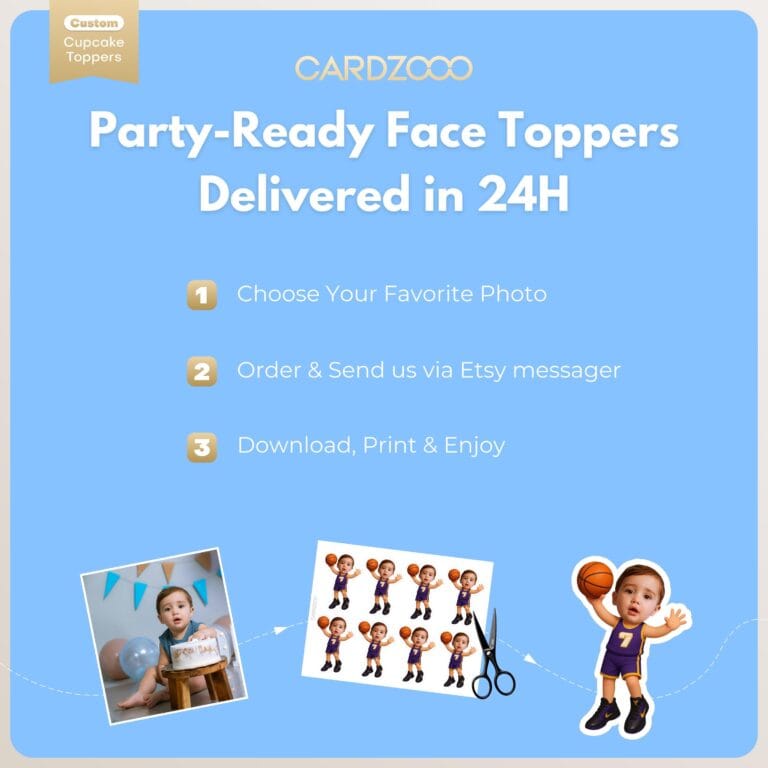 Basketball Personalized Face Cupcake Toppers - Image 3