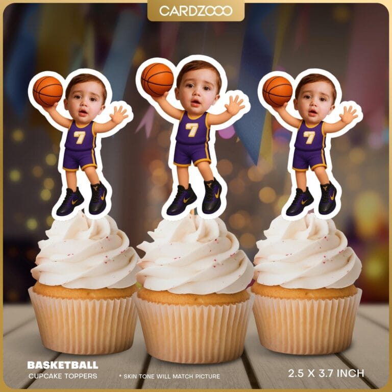 Basketball Personalized Face Cupcake Toppers