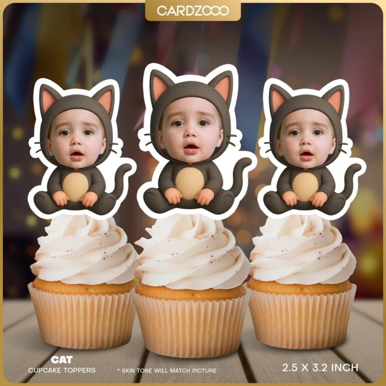 Cat Custom Face Cupcake Toppers