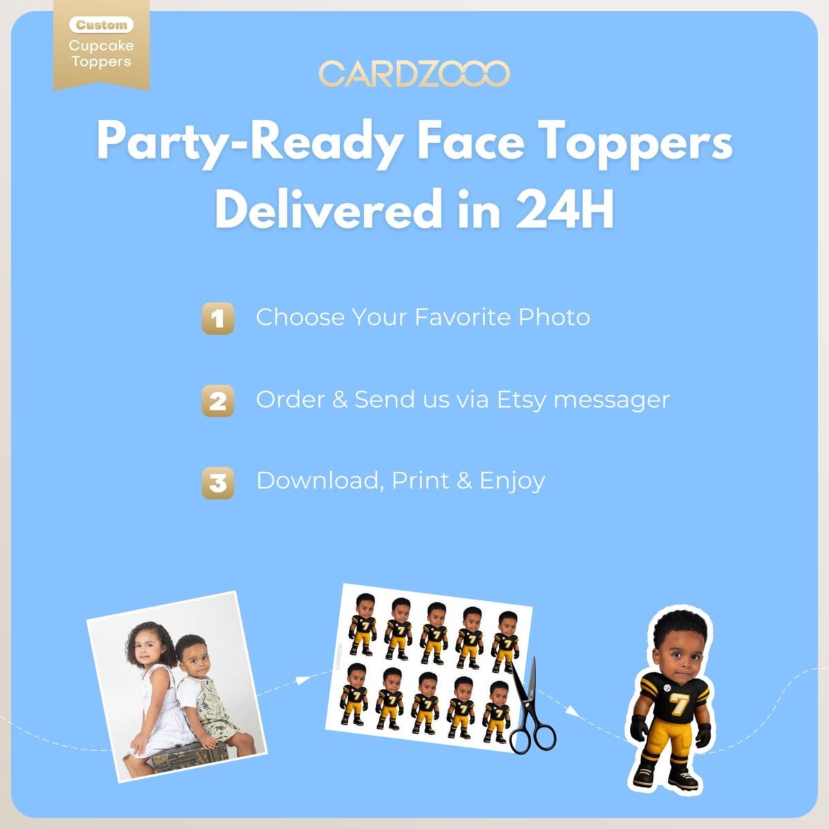 Pittsburgh Steelers Personalized Face Cupcake Toppers - Image 3