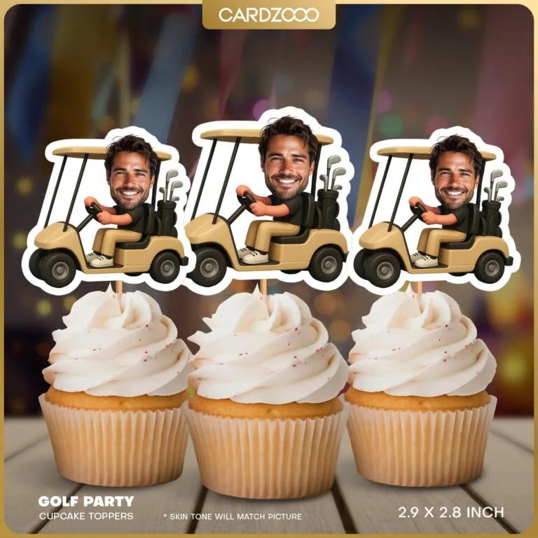 Golf Cart Custom Face Cupcake Toppers