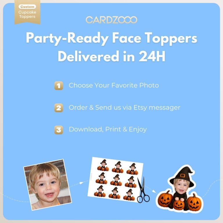 Pumpkin Witch Custom Face Cupcake Toppers - Image 3