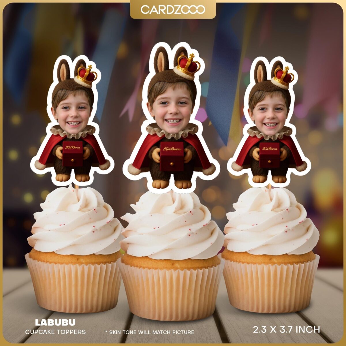 Labubu Checkmate King Custom Face Cupcake Toppers