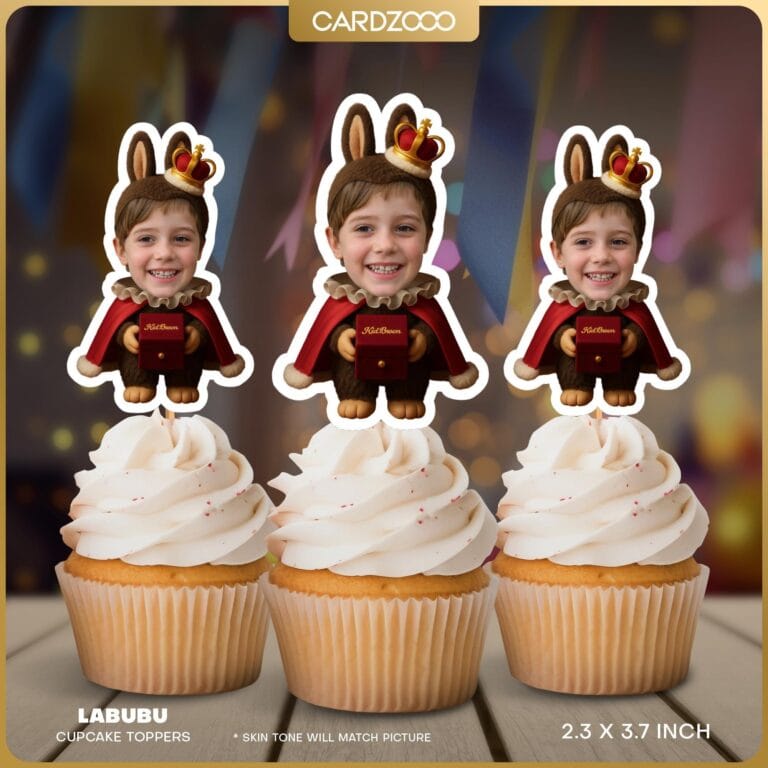 Labubu Checkmate King Custom Face Cupcake Toppers
