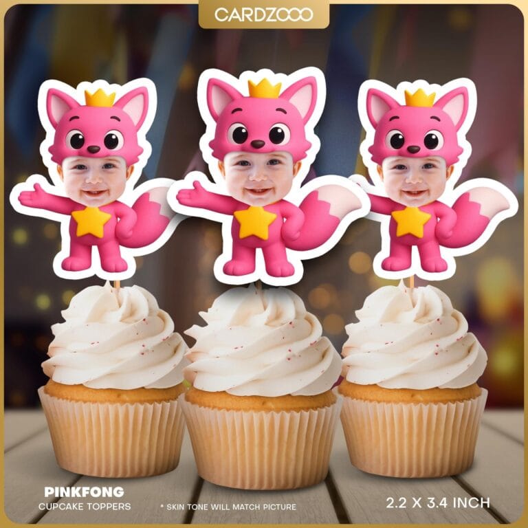 Pink Fox Custom Face Cupcake Toppers