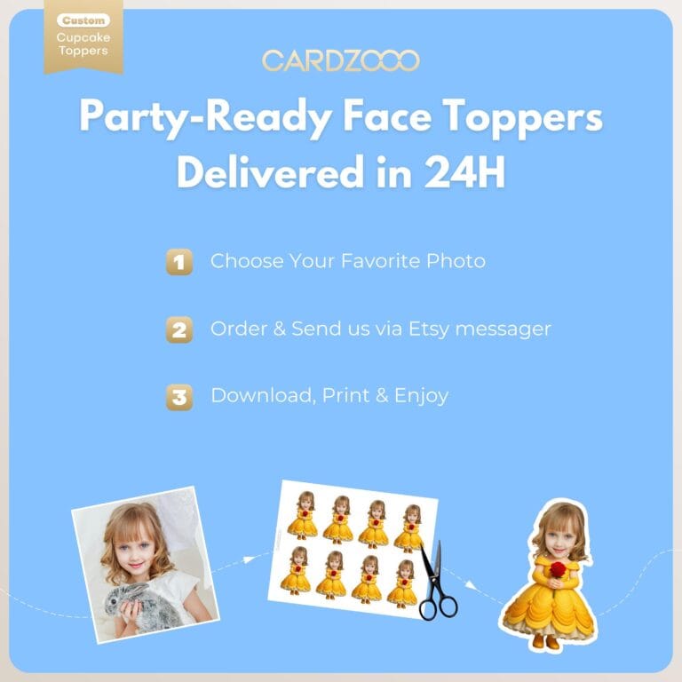 Belle Custom Face Cupcake Toppers - Image 3
