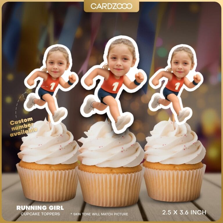 Athletic Girl Custom Face Cupcake Toppers