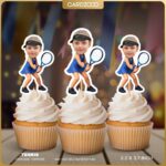 Tennis Girl Custom Face Cupcake Toppers