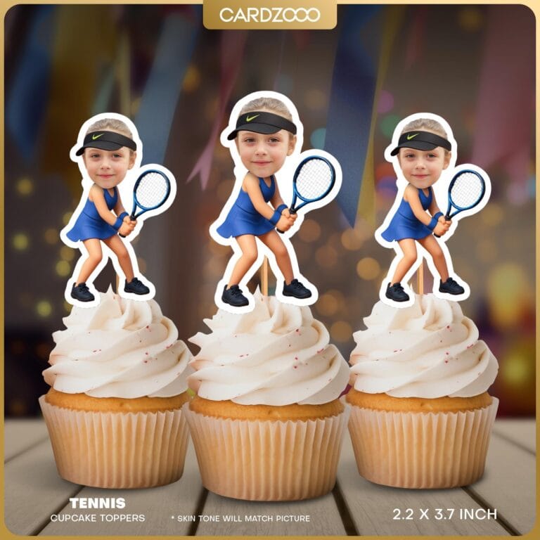Tennis Girl Custom Face Cupcake Toppers