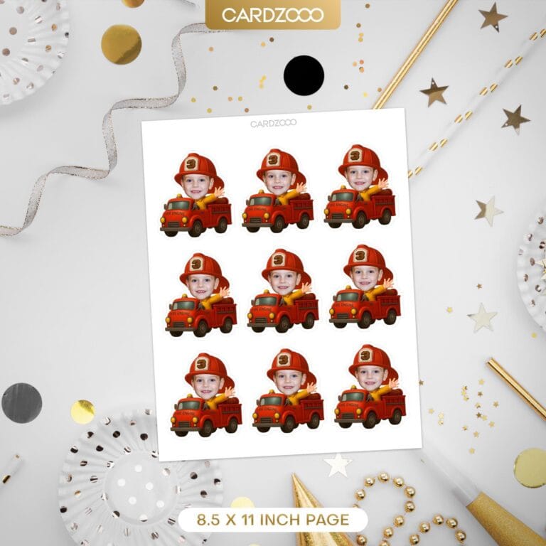 Fire Truck Custom Face Cupcake Toppers - Image 2