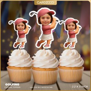 Golfing Custom Face Cupcake Toppers