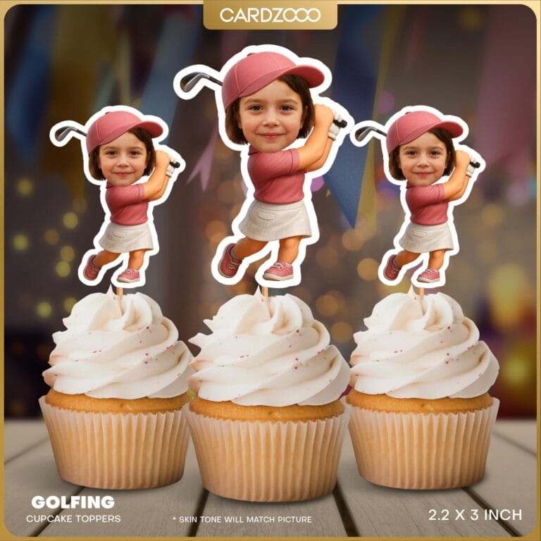 Golfing Custom Face Cupcake Toppers