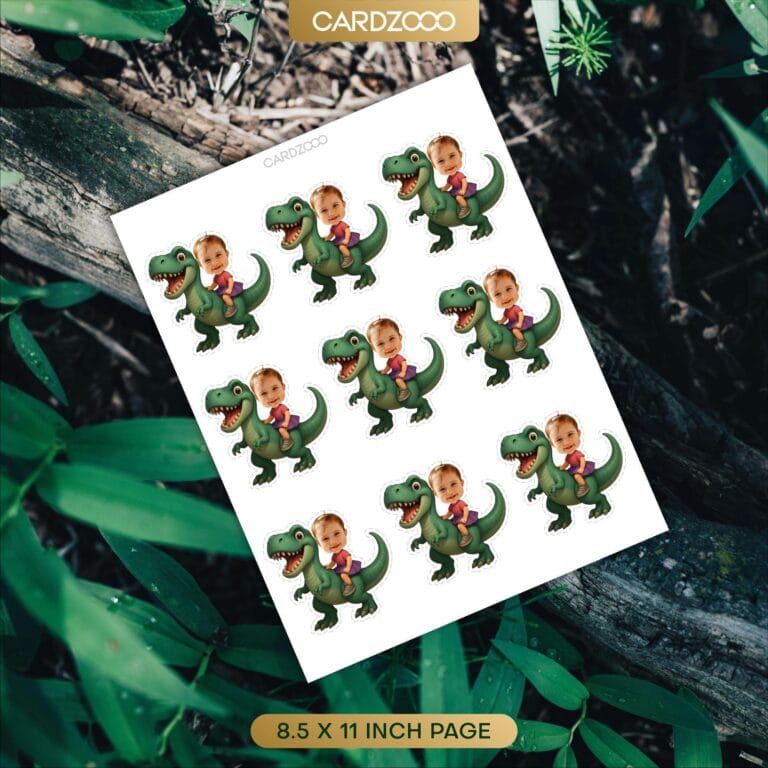 Dinosaur Rider Personalized Face Cupcake Toppers - Image 2