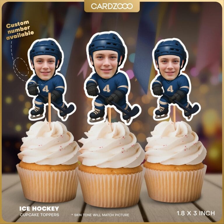 Ice Hockey Custom Face Cupcake Toppers