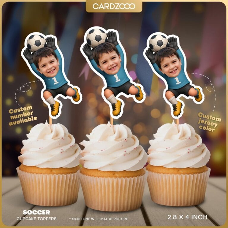 Soccer Goalie Custom Face Cupcake Toppers