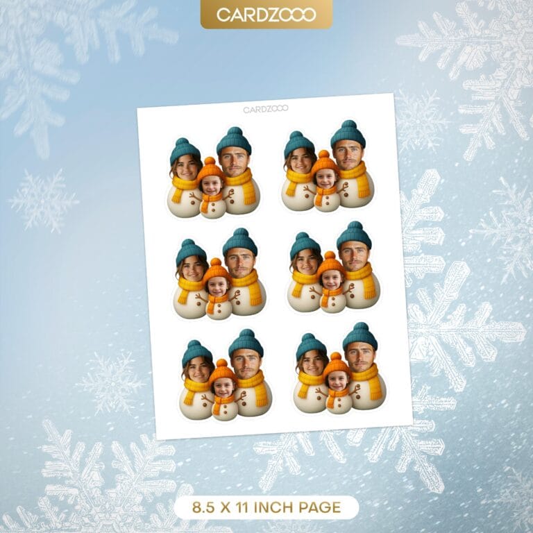 Custom Face Snowman Family Cupcake Toppers - Image 2