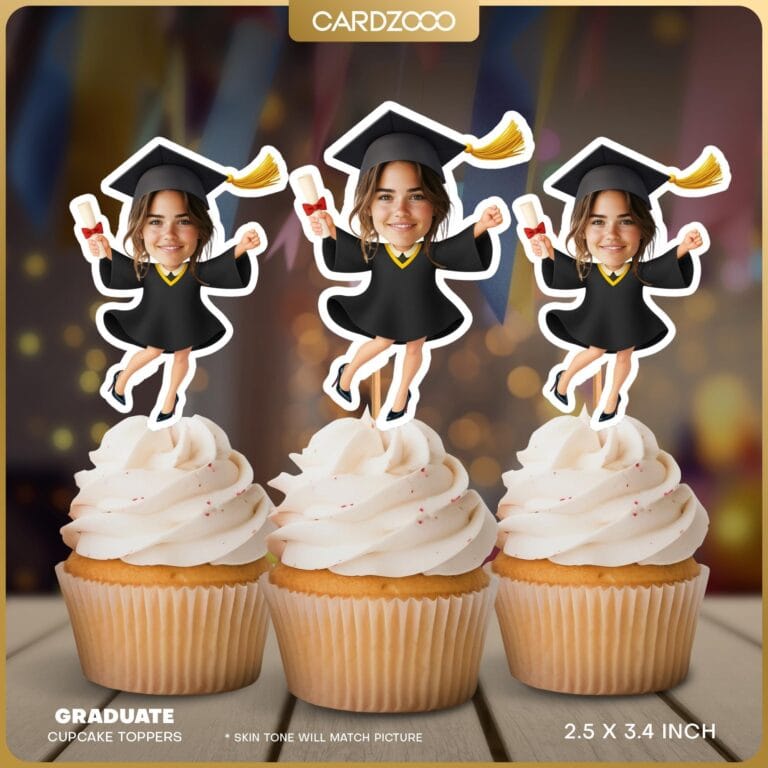 Graduation Custom Face Cupcake Toppers With Heels