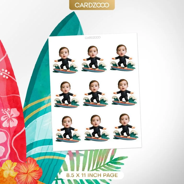 Surfing Personalized Face Cupcake Toppers - Image 2