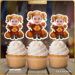 Autumn Custom Face Cupcake Toppers