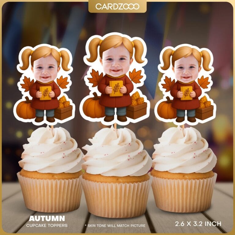 Autumn Custom Face Cupcake Toppers