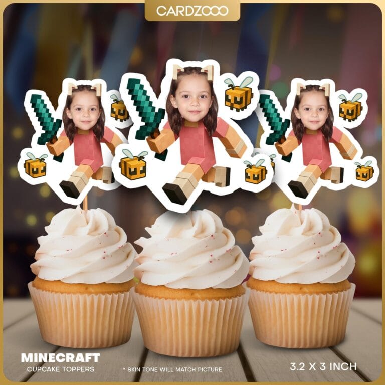 Diamond Sword Girl Custom Face Cupcake Toppers